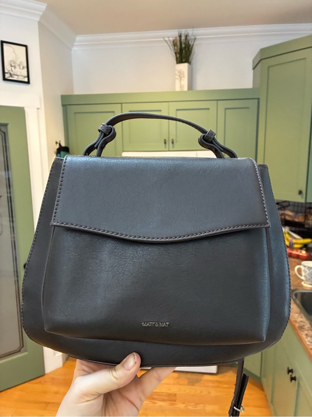 Matt & Nat Black Vegan Leather Crossbody with Top Handle - Picture 3 of 5